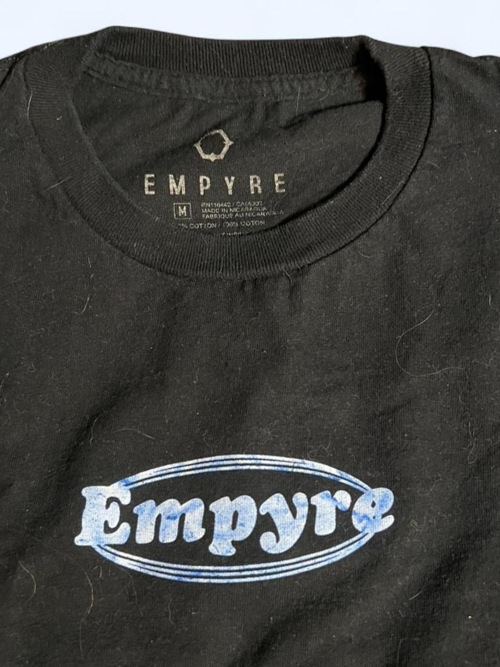 Empyre Black Tee with sky Blue Logo